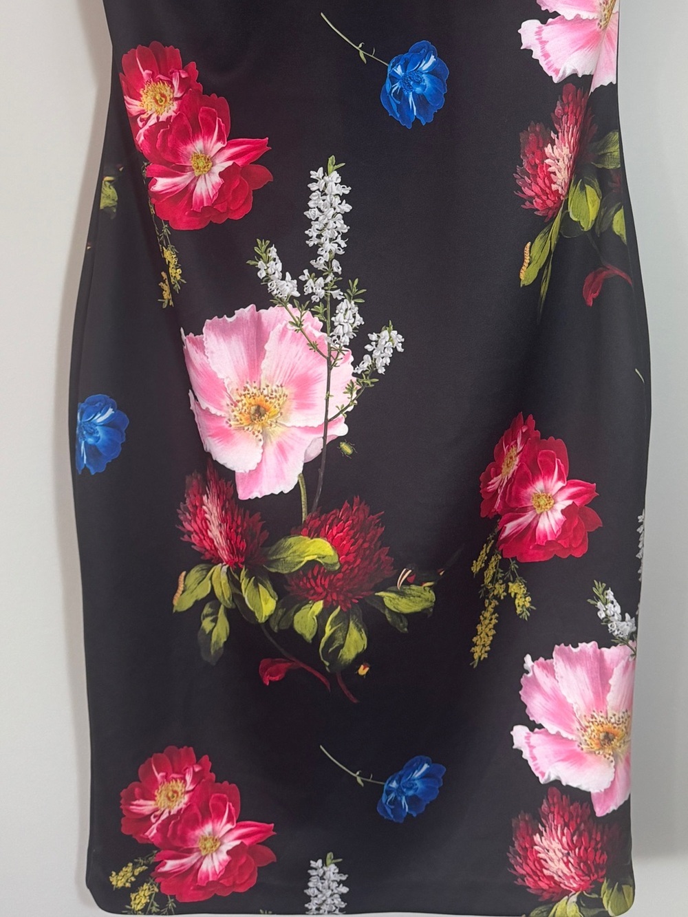 Ted Baker Polayo Berry Sundae Asymmetric Floral Sheath Dress TB 5 US 12 XL - Picture 5 of 15